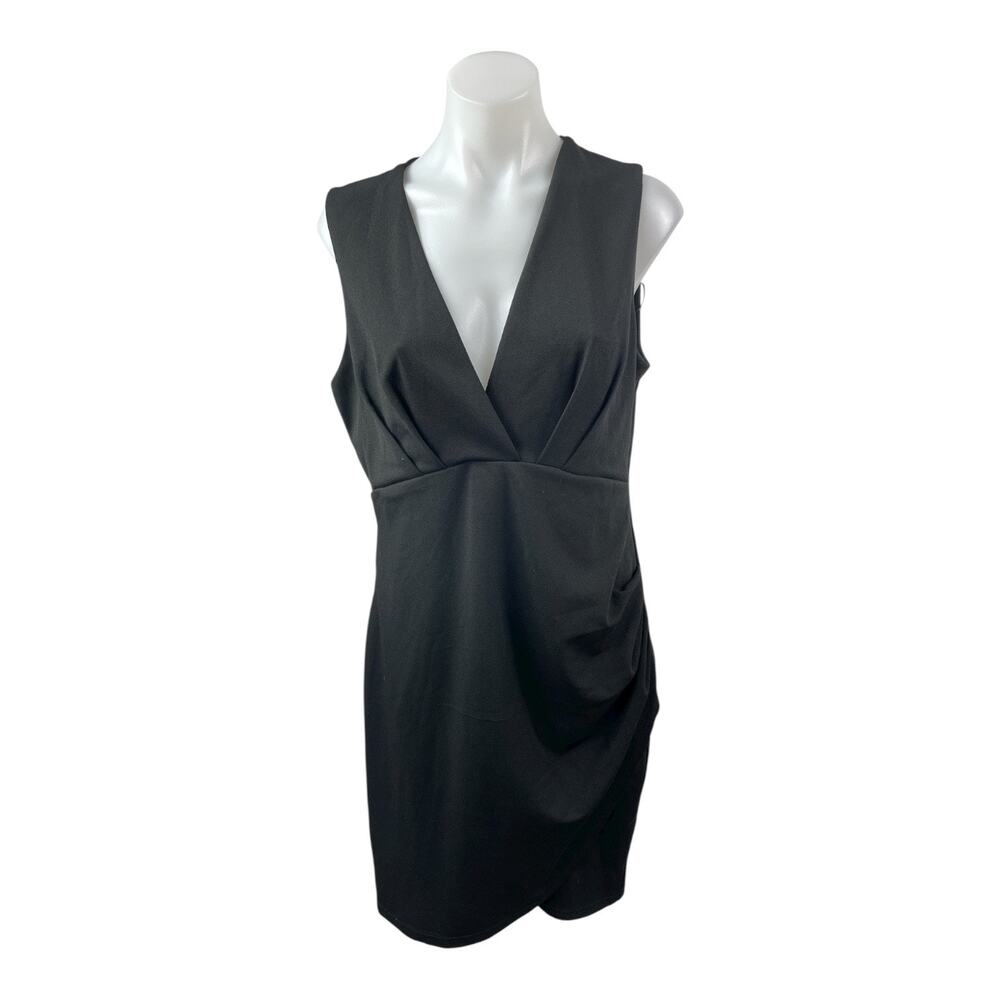 NEW iHot Women's Black Sleeveless Deep V Neck Tank Mini Sheath Dress Size L